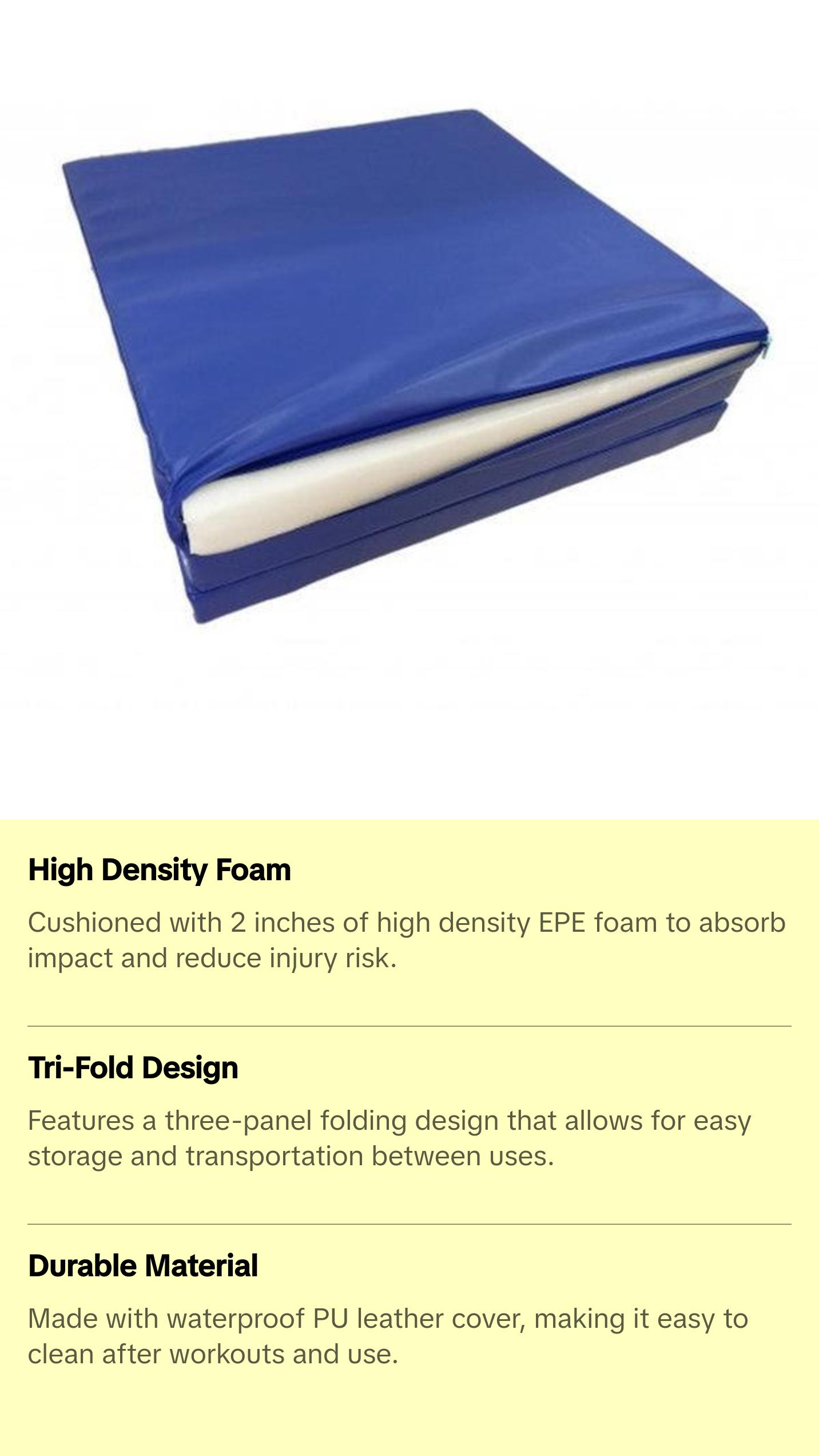 6' Exercise Tri Fold Gym Mat For Gymnastics Aerobics Yoga Martial Arts Dance