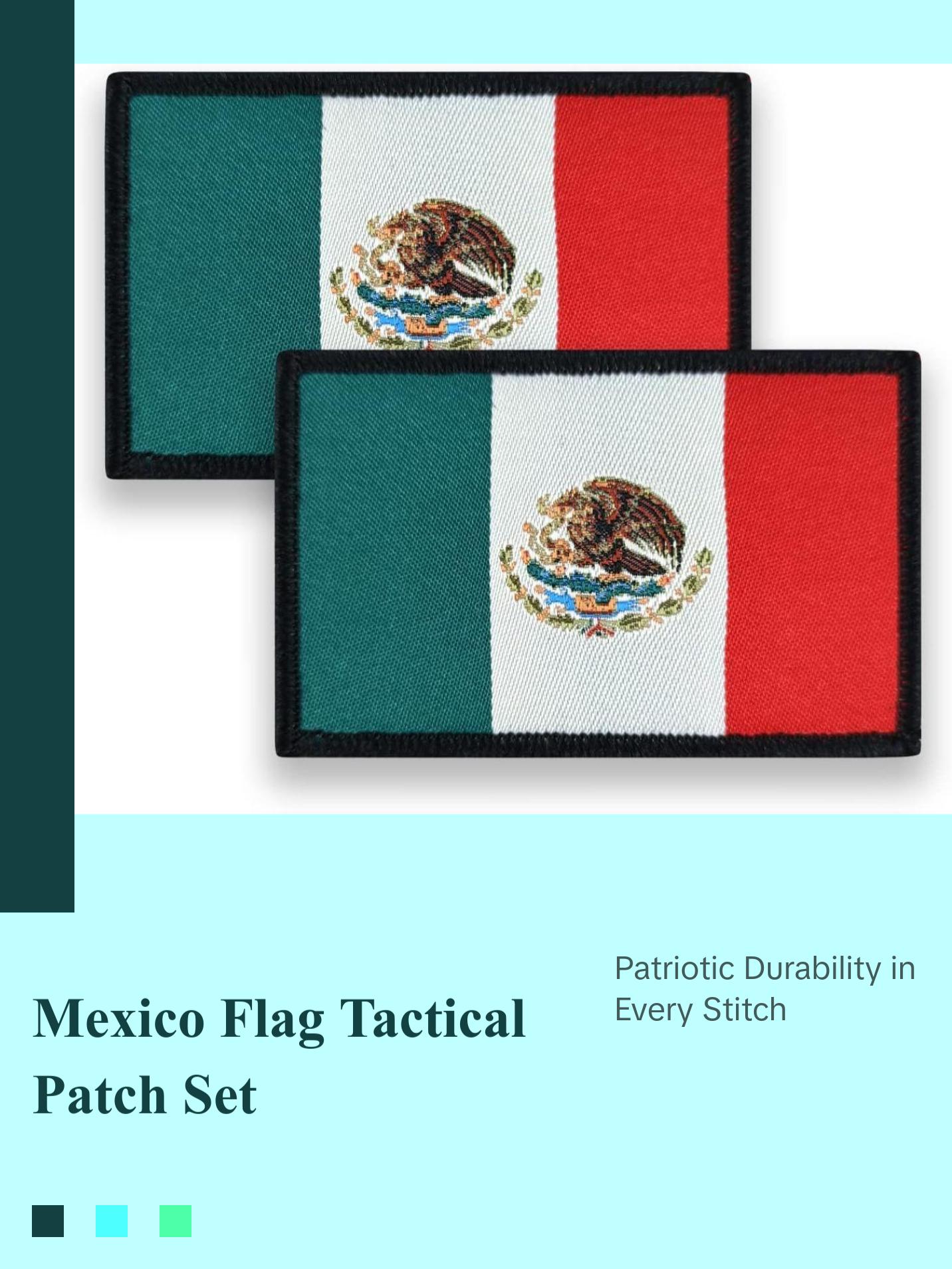 Mexico Flag Patch Mexican Tactical Patch- Hook and Loop Fastener, 2 Pack
