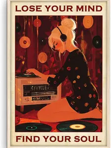 Vintage Lose Your Mind Find Your Soul Wall Art, Music Vynil Inspirational Prints, Mental Health Poster, Abstract Painting Wall Decor for Bedroom, Living Room, Home Office, UNFRAME