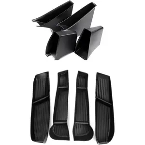 Canvcle 8PCS Door Tray Organizer with Handle Pockets for Tesla Model Y Accessories 2020 2021 2022 2023 Front & Rear Car Door Side Slot Tray Organizer Storage Box Black