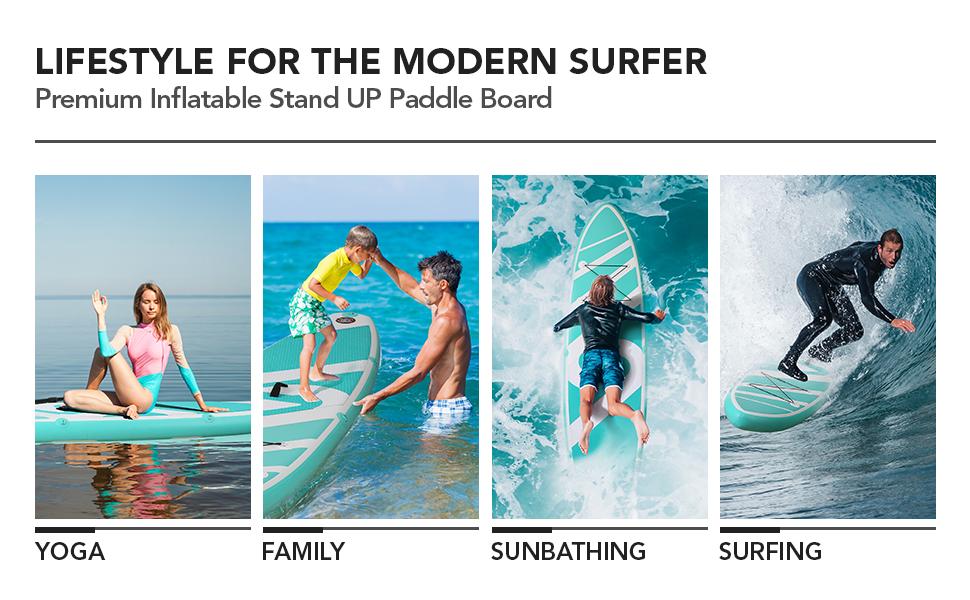 Inflatable Paddle Board Paddleboard Inflatable Stand Up Paddle Board SUP Board with Premium Full Accessories 120"x30"x6" for Youth & Adults Have Fun in Oceans, River and Lakes