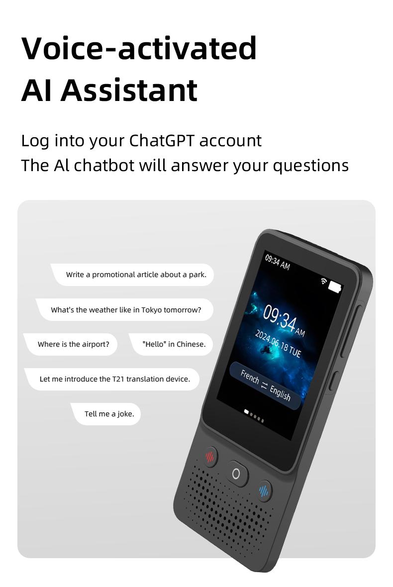 2026 Newest Portable Al Language Translator Device | No Additional Charges | Translation Does Not Require a Signal Source | Translate 138 Languages with WiFi | Translation Multi-Language Touchscreen Translator