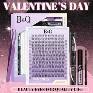 B&Q Flora Kit l Airy Natural Wispy Look,Featherlight Weightless Feel,C Curl Invisible Band 8-18mm Beginner Friendly DIY Eyelash Extensions at Home Makeup Cosmetic Valentine Gif