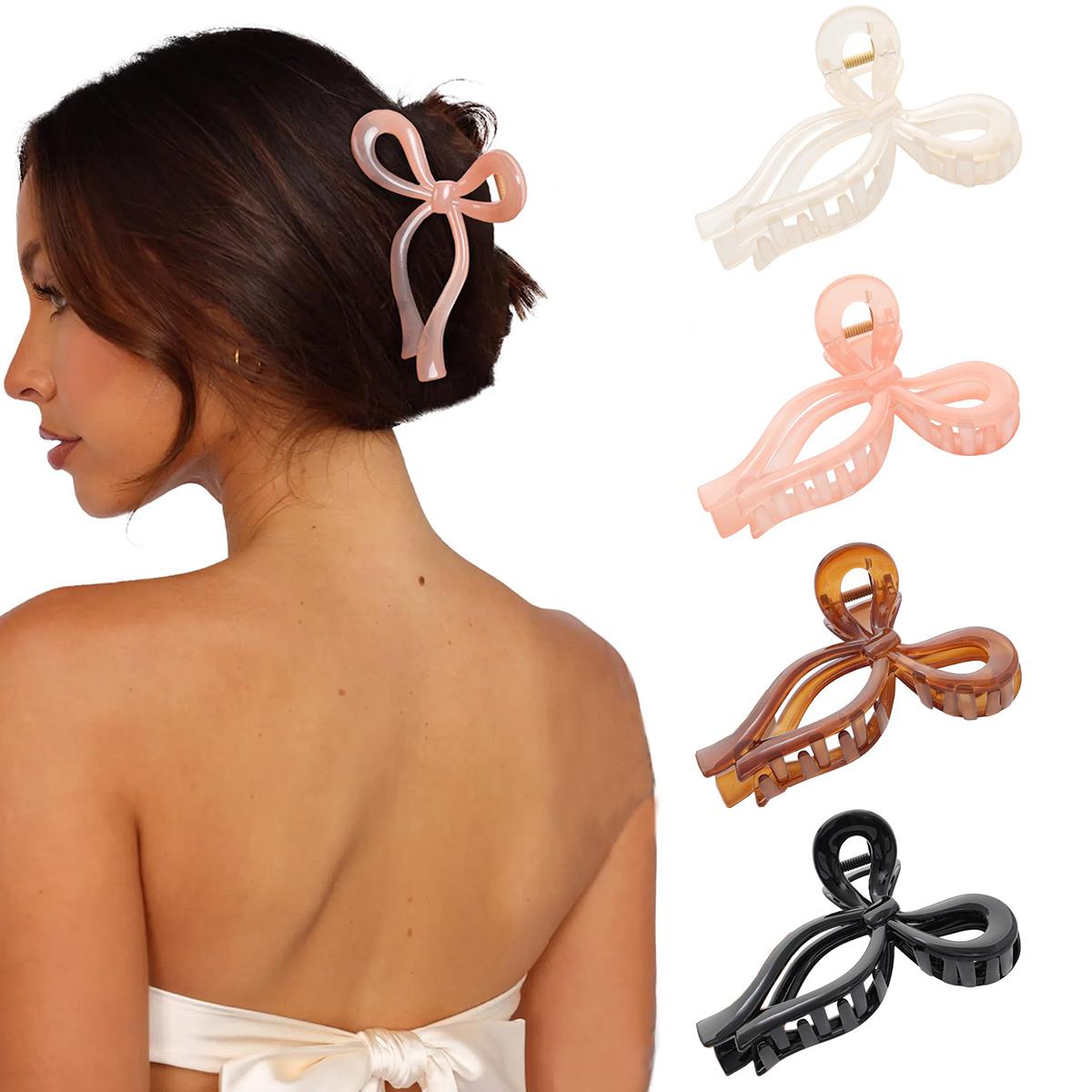 4-Piece Suit Bow Hair Clips Claw Clip for Women Girls Nonslip Large Hair Claw Clips for Thin and Thick Hair