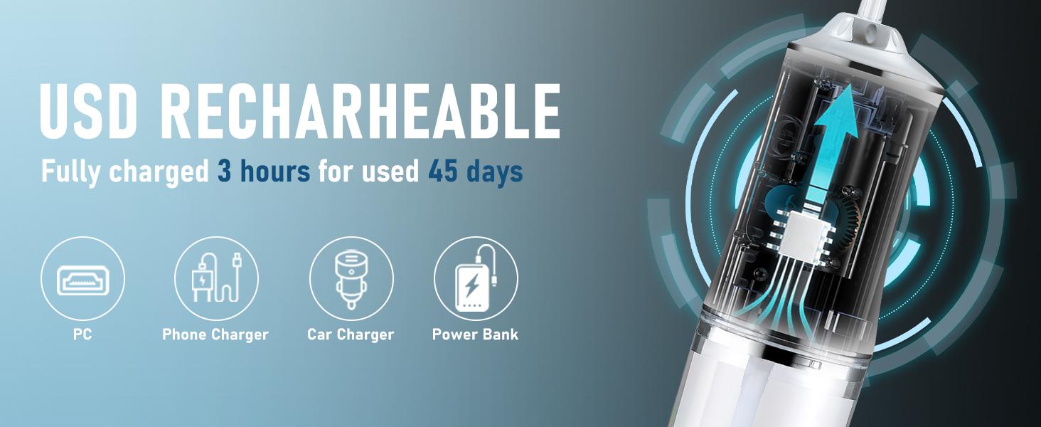 Rechargeable Electric Plaque Cleaner & Flosser with 4 Nozzles – Portable Teeth Cleaning Device for Men & Women, Ideal for Daily Oral Care Cleansing