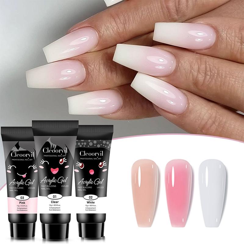 Poly Nail Extension Gel Kit Starter-3 Colors Skin Tone Nude Brown Series Builder Nail Gel All In One Kit With 6W Nail Lamp And Complete Poly Nail Art Tools For Beginner Gifts