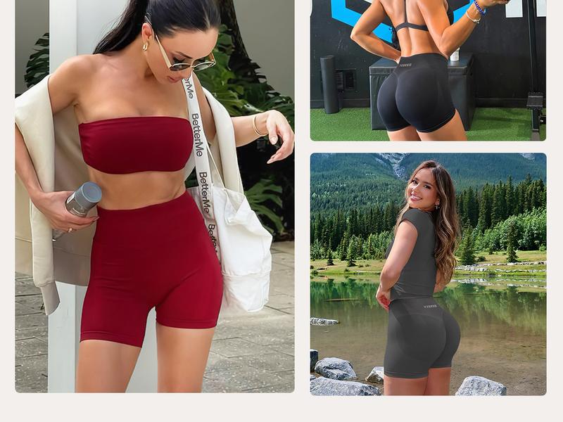 YEOREO Vision Hidden Scrunch Shorts Women's Seamless Butt Lifting Gym Shorts, High Waisted Tummy Control Workout Yoga Shorts