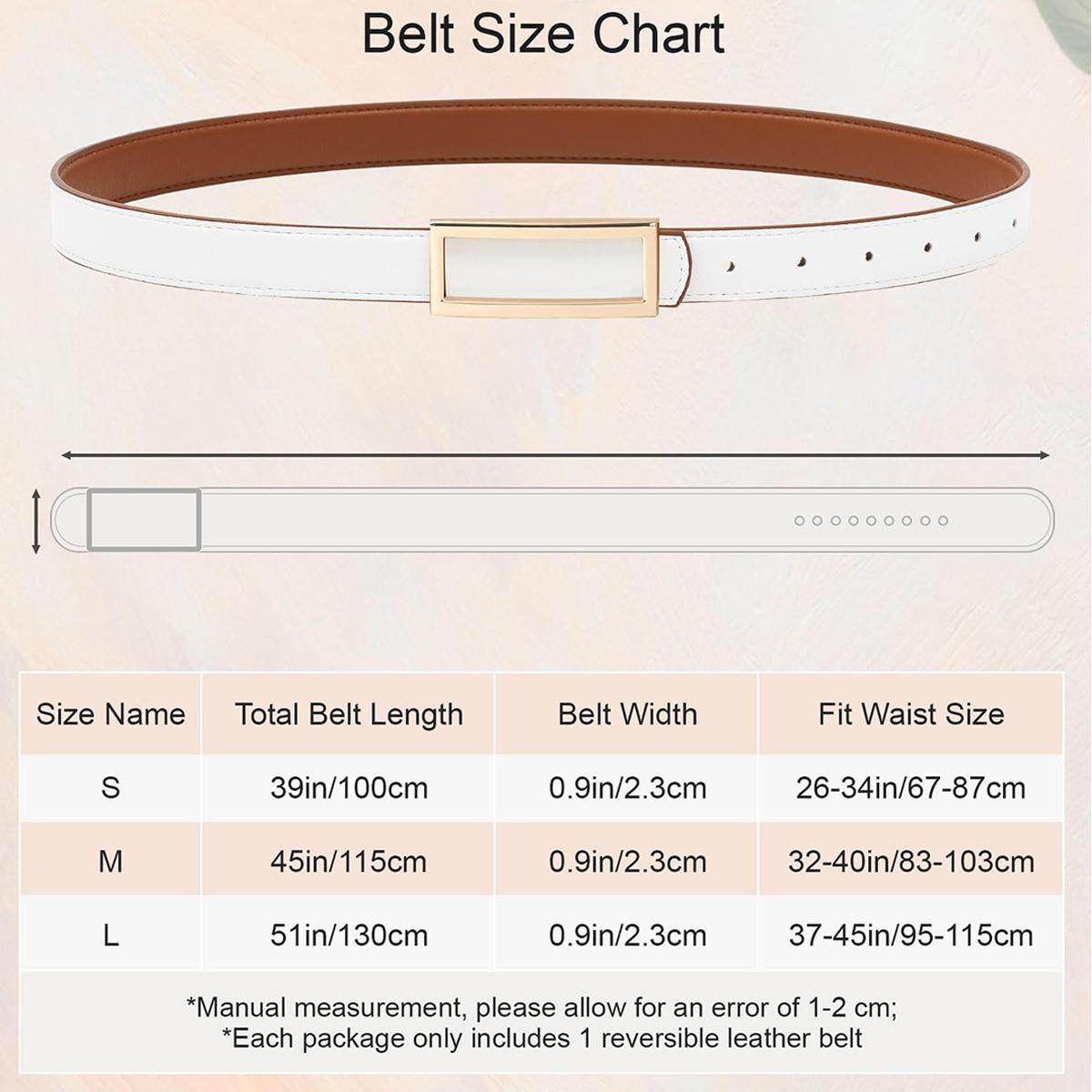 Women Fashion Reversible PU Leather Belt Two-in-One Female Versatile Skinny Adjustable Belt for Jeans Dress with Golden Buckle (Length 100/115/130cm) Women Fashion Reversible PU Leather Belt Two-in-One Female Versatile Skinny Adjustable Belt for Jeans Dress with Golden Buckle (Length 100/115/130cm)