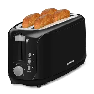 4 Slice Toaster, Extra Wide Slots Bread Toaster with 6 Shade Settings, Bagel/Cancel/Defrost/Reheat Functions, Removable Crumb Tray, Auto Shut-Off, Black