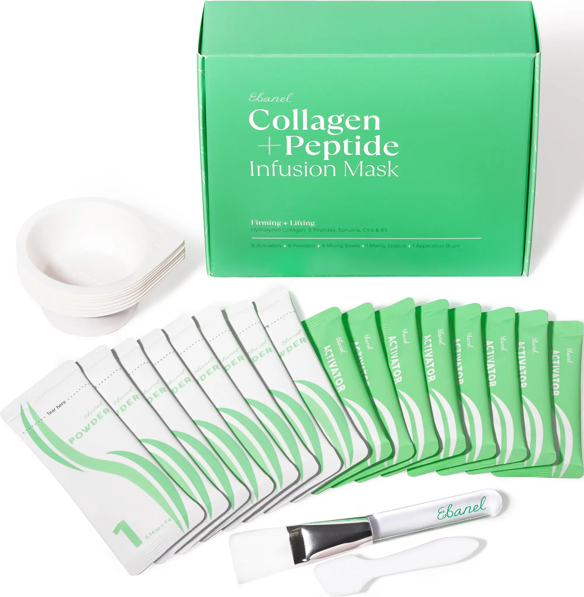 Ebanel Instant Tightening Collagen Peptide Wash-Off Mask, 8 Pack