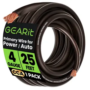 4 Gauge CCA Electrical Power Ground Wire, 25 Feet
