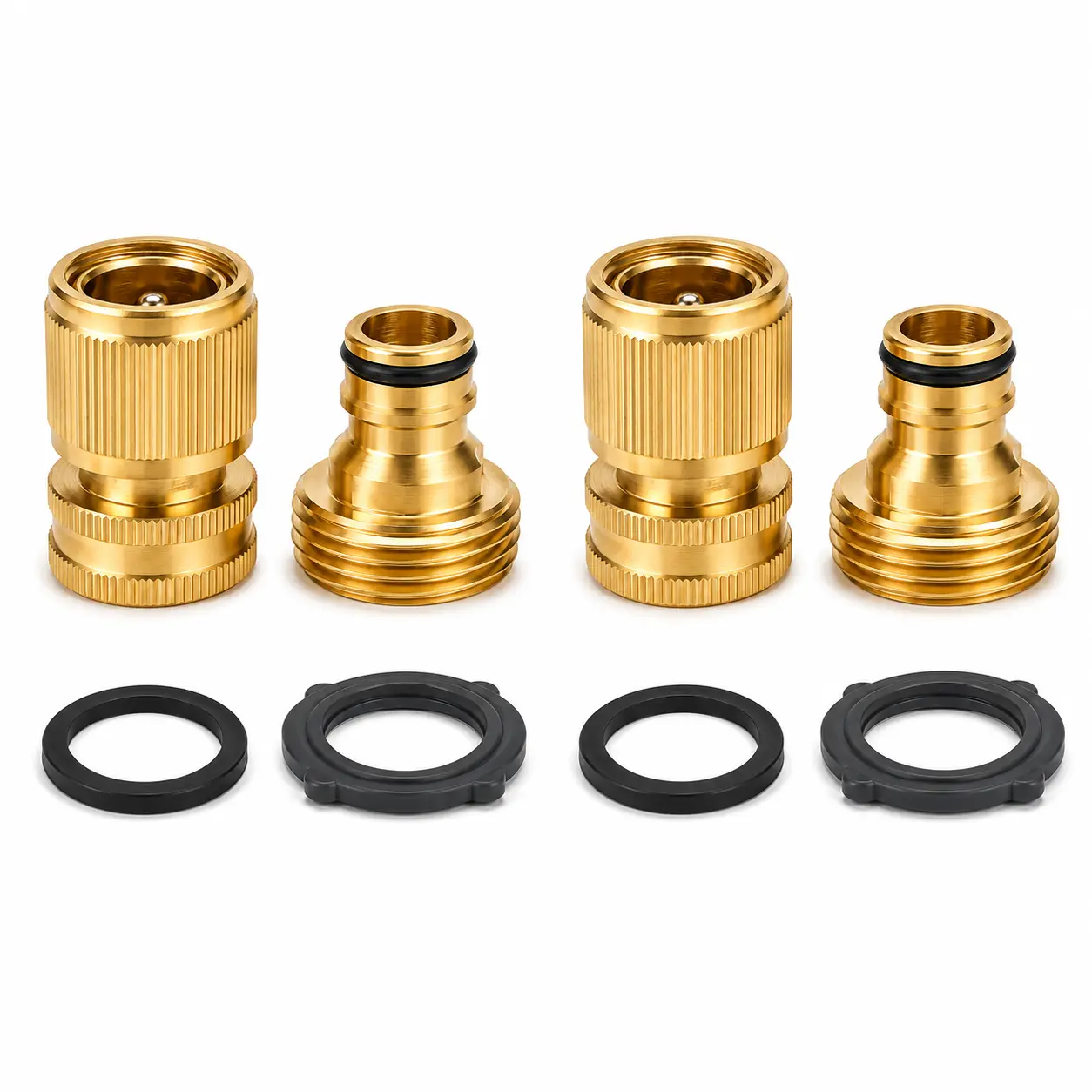 2 Sets Garden Hose Quick Connector, Solid Brass 3/4 Inch GHT Thread Fitting(NO Sprayer), No-Leak Water Hose Female & Male Adapter, Garden Hose Connectors, Summer Gardening Tool Accessories fathersdaygift