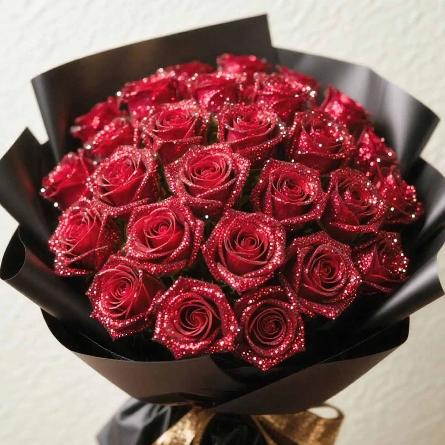 36Pcs Roses Artificial Flowers, Glitter Red Roses Foam Flowers with Stems, Fake Flowers Glitter Foam Roses Bouquet for DIY Wedding Party Bridal Arrangements Table Centerpieces Home Decorations Glitter Roses Everlasting Decorative Flowers