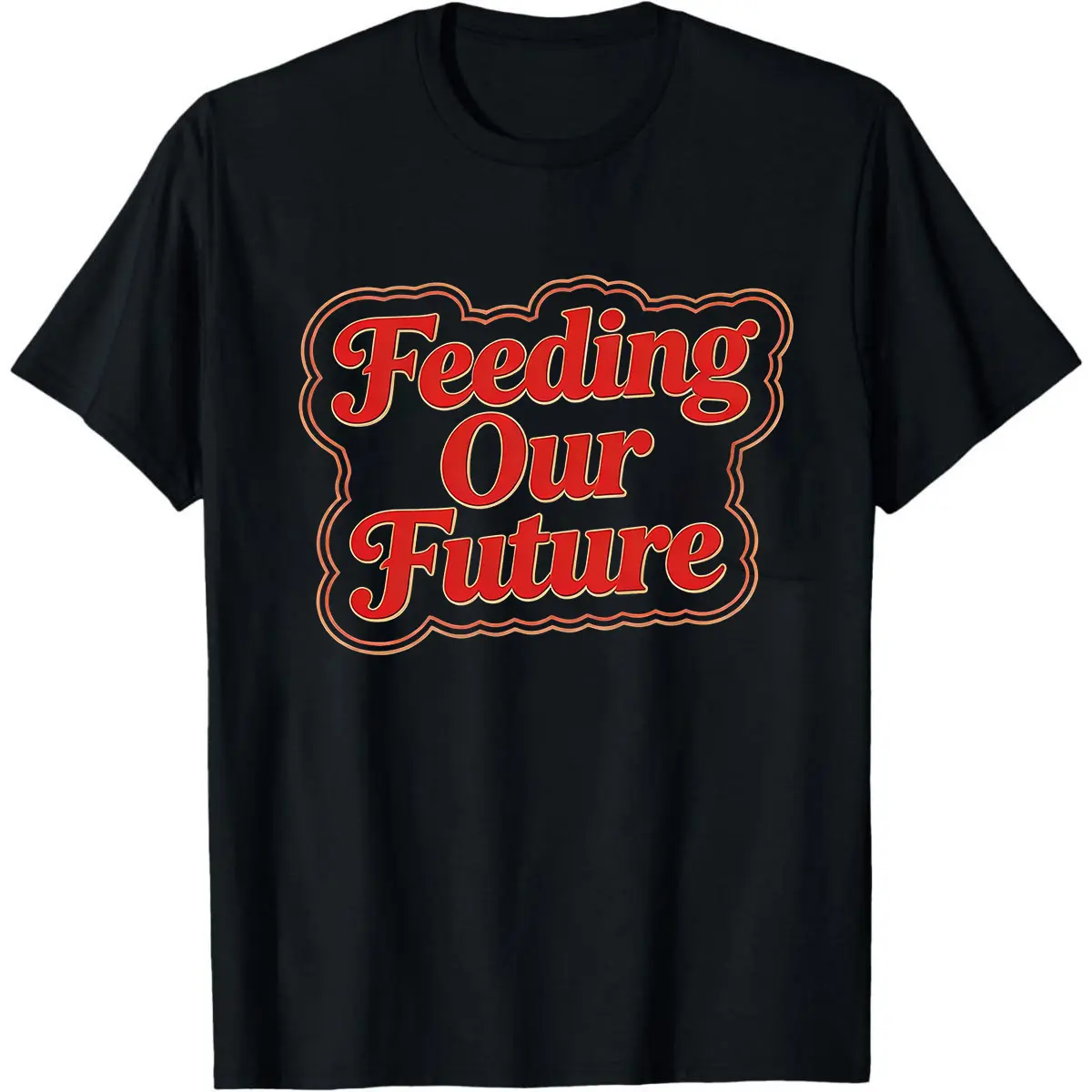Black Retro Feeding Our Future Graphic Tee Sleek Casual Daily Wear Apparel