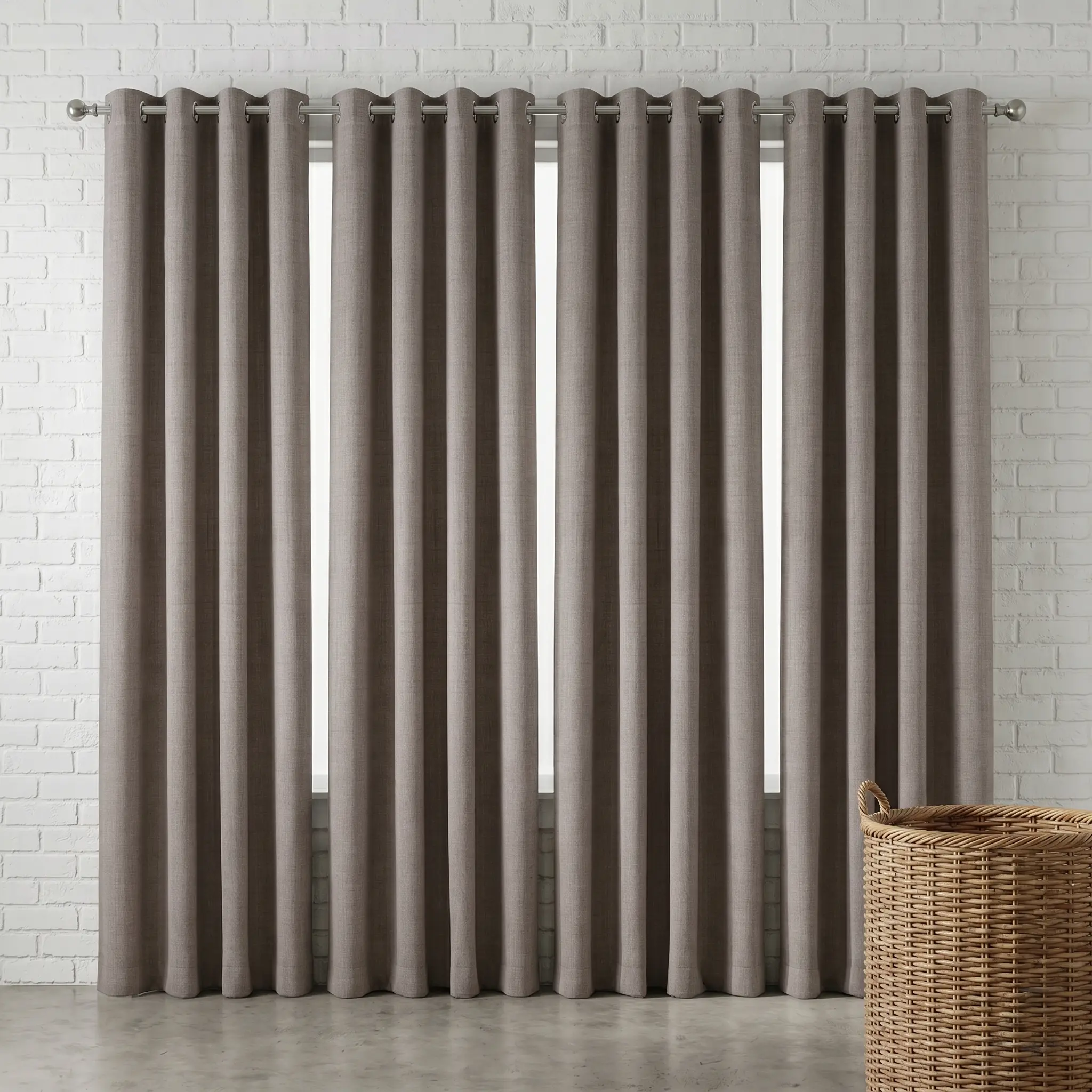 4-Piece Durable Fashionable Flat Weave Polyester-Linen Grommet Curtains - Blackout Shade, Thermal Insulated, Breathable, Lightweight Solid Color, Fade Resistant, Cooling for Living Room & Bedroom (0-1m, 3m Easy Hanging)