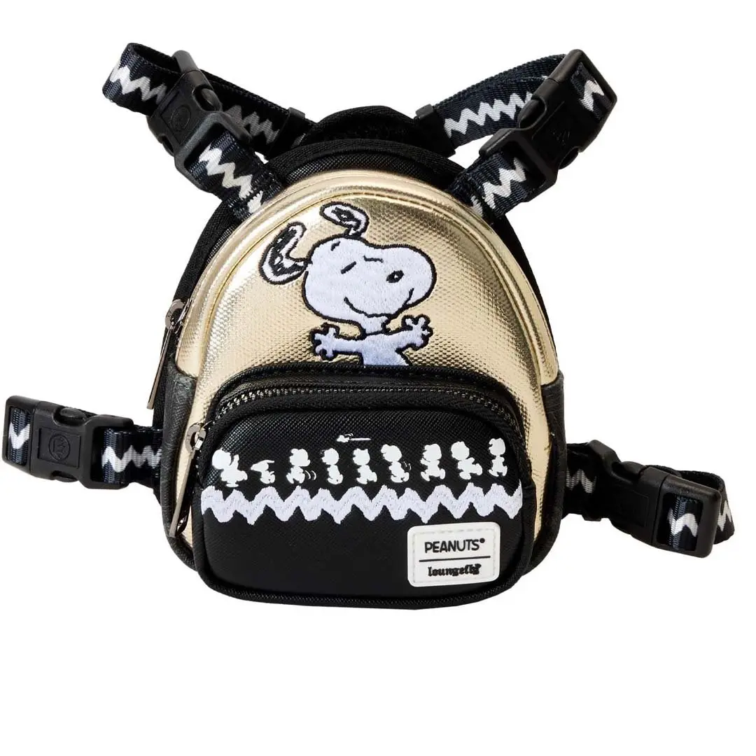 Loungefly Peanuts 75th Anniversary Snoopy & Gang Dog Harness, Faux Leather, Embroidered Graphic, Zipper Pocket, Harness Straps