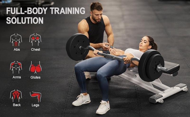 【Valentine Gift】Yaheetech Barbell Set - Olympic Curl Bar & Weights (44LB, 55LB, 66LB) with Chrome Finish & Black Color, Home Gym Equipment, Arm Exercise Equipment, Home Workout Equipment