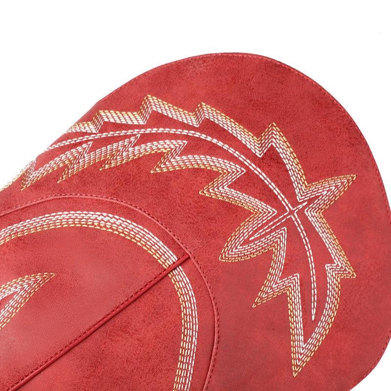 Women Embroidered Western Cowboy Boots Vintage Floral Stitching Over The Knee Boots Pointed Toe Chunky Heel Fashion Riding Boots