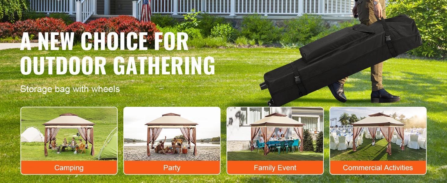 VEVOR Outdoor Canopy Gazebo Tent, Portable Canopy Shelter with Large Shade Space, Mosquito Netting & 4 Sandbags for Party, Backyard, Patio Lawn and Garden VEVOR Outdoor Canopy Gazebo Tent, Portable Canopy Shelter with Large Shade Space, Mosquito Netting & 4 Sandbags for Party, Backyard, Patio Lawn and Garden