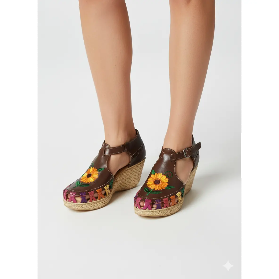 Leather Sunflower Mexican heels (brown)