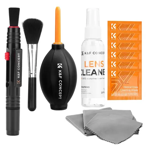 K&F CONCEPT Camera Cleaning Kit Complete Kit for DSLR Cameras & Lenses - Eco-Certified, Recycled Parts, Safer Chemicals, Worker Well-Being Certified, Harmless & Effective Lens Cleaner for Sensitive Electronics