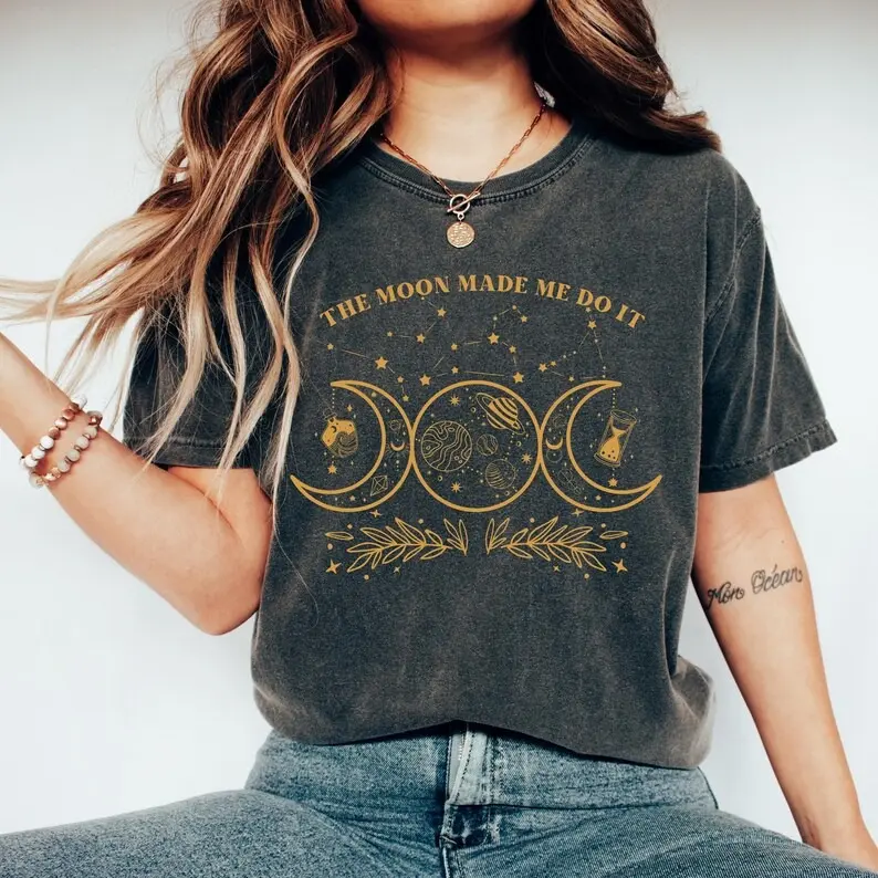 Comfort colors Mystic Moon And Sun TShirt, Mystical Moon Phase T-Shirt, Boho Vintage Moon Halloween Tee, Celestial Moon TShirt,Spiritual T-Shirt