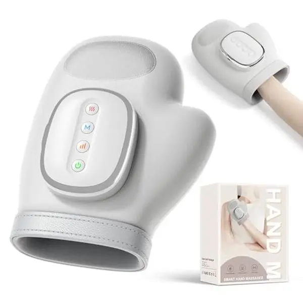 Cordless Rechargeable Hand & Wrist Massager with Heat - USB Cable Charging Massage Device for Pressure Point, Therapeutic Massaging, Arthritis Relief, Home Use, Ideal Wellness Gift for Adults