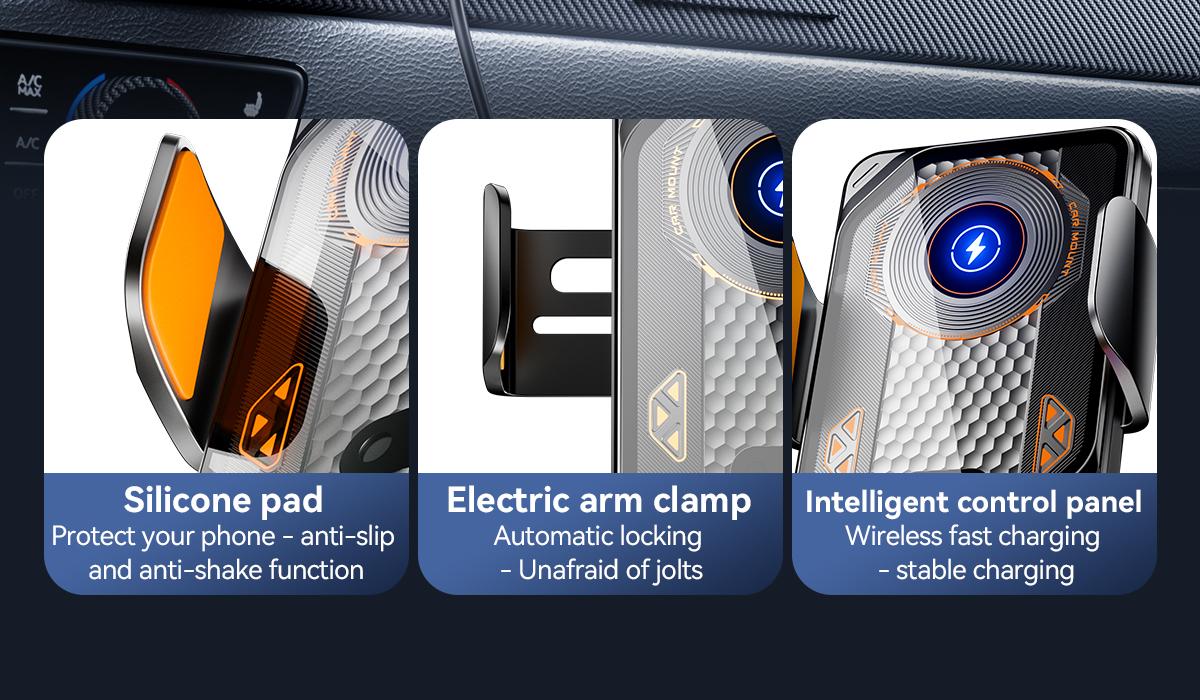 Wireless Car Charger Fast Rotatable Auto Clamping Car Charger Phone Holder fit iPhone Pro  tags Smartphone Cellphone Charging Electronic magnetic 360 rotating Lightning Bracket