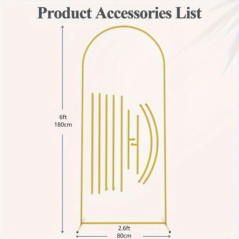Wedding Arch Backdrop Stand 6 ft Gold Metal Arch Backdrop Stand Balloon Arch Frame for Wedding Party Birthday Baby Shower Ceremony Decoration with Elegant Round Tube Design