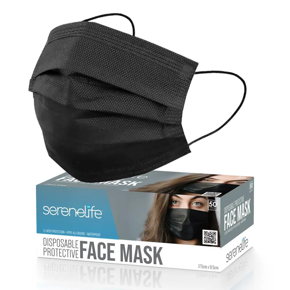 50-Pack 3-Layer Disposable Face Masks | Breathable Non-Woven Mask - Skin-Friendly- Soft & Comfortable Protective Masks for Travel, Work & Everyday Use