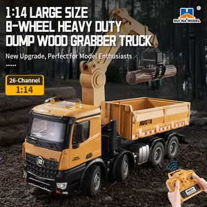 1/14 Scale Huina 1538 RC Alloy Timber Grab Dump Truck, 2.4GHz 26CH 3-in-1 Remote Control Construction Vehicle with 270° Rotating Arm, Lights & Sound, Ready to Run Toy for Kids 8+ and Adults