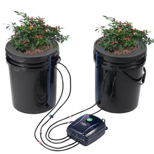 VEVOR DWC Hydroponics Grow System,  , Hydroponic Growing System with Top Drip Kit, Deep Water Culture 5-Gallon 2 Buckets, with Air Pump, Air Stones and Water Level Device for Leafy Vegetables