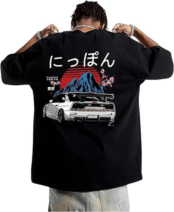 GORGLITTER Men's Letter Graphic Print T Shirts Round Neck Short Sleeve Loose Tee Tops