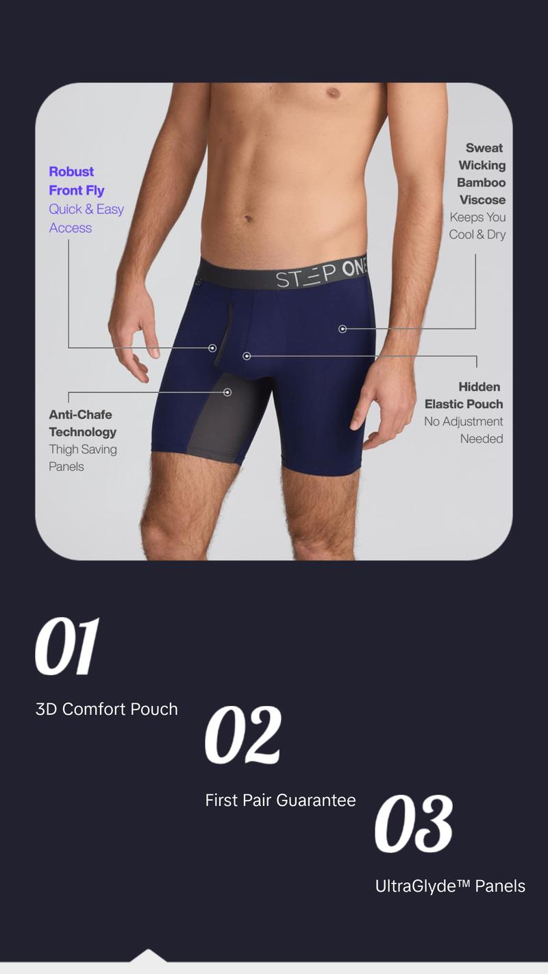 Step One Men's Boxer Brief Fly - Ahoy Sailor, Anti-Chafe, Breathable Bamboo Fabric, UltraGlyde Panels, Hidden Elastic Pouch, Premium Underwear, Athletic Daily wear