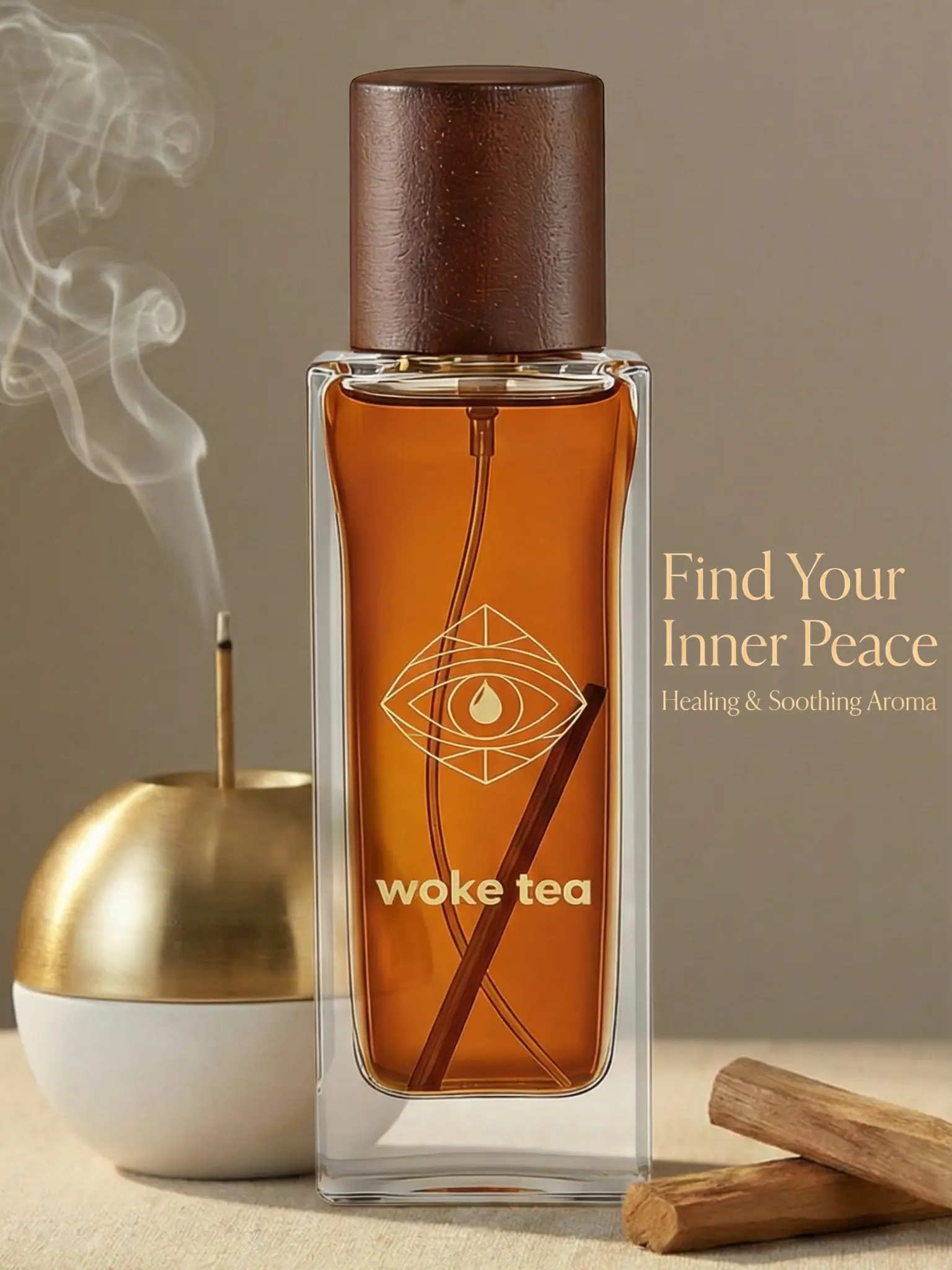 Woke Tea Sandalwood Perfume 50ml Eau de Parfum | Soft Woody + Amber | Clean Scent fragrance — perfume for women, pertume, perfume for men, fragrance, unisex pertume, long lasting perfume, woody perfume, sandalwood  oriental aromatherapy daily work perfume