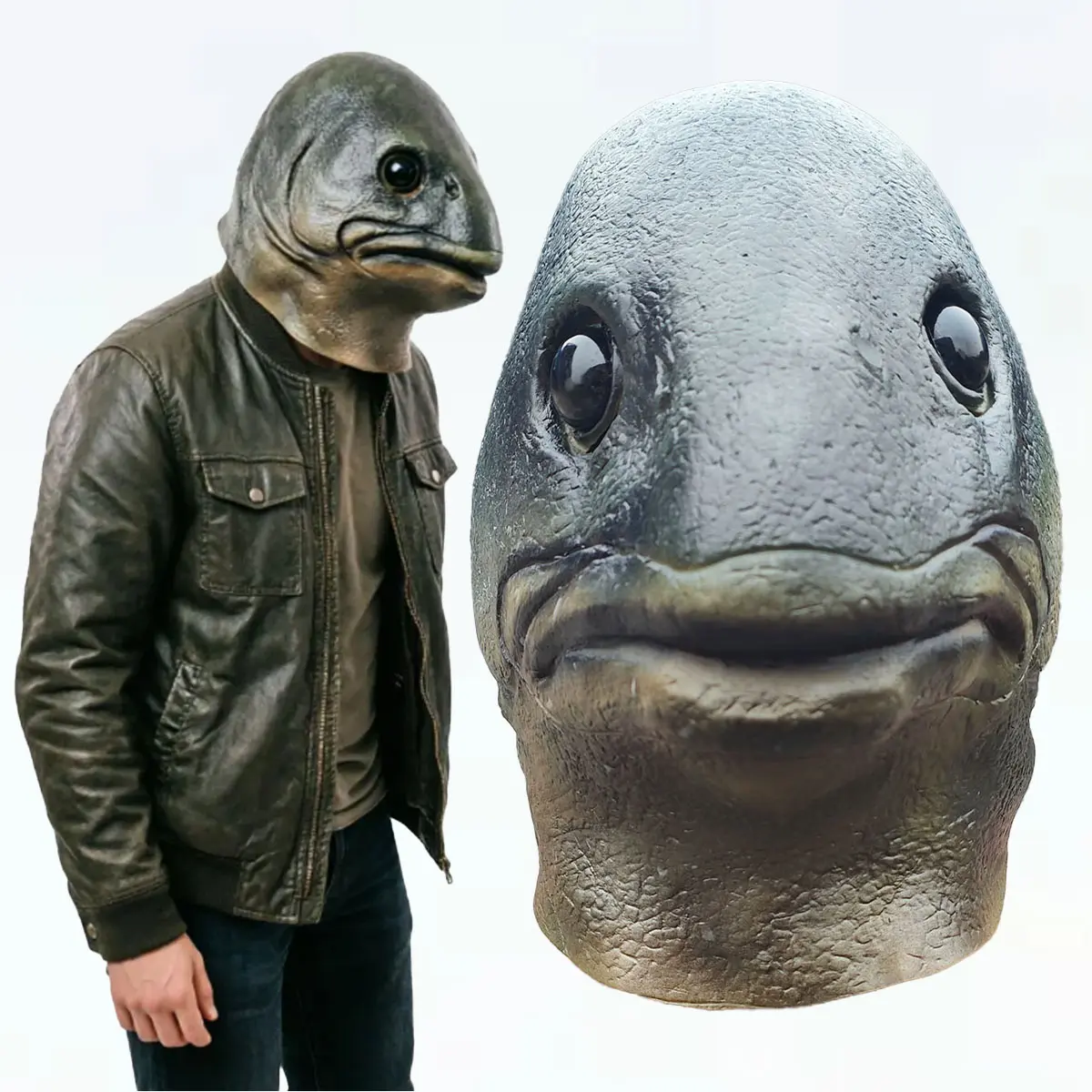 Adult Latex Ugly Cute Fish Animal Mask - Creative Masks for Halloween Party Supplies, Viral Funny Prank Prop, TikTok Trend Festive Accessory