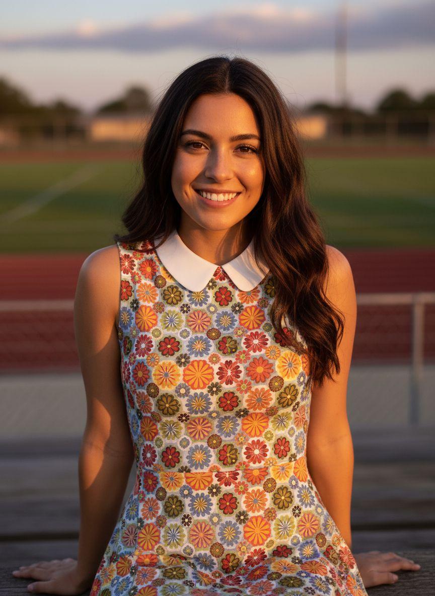 ORANGE 1960S DAISY PETER PAN COLLAR DRESS Summer Casual Wear Women Womenswear Sleeveless