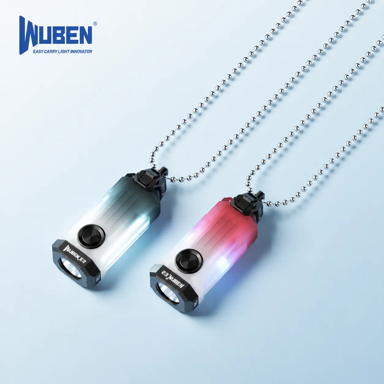 WUBEN E2 Pulse Rechargeable Keychain LED Flashlight, Ultra-Light Mini Pocket Light with Magnetic Quick-Release Clip, DIY Necklace Chain for Keys, Travel & Daily Carry
