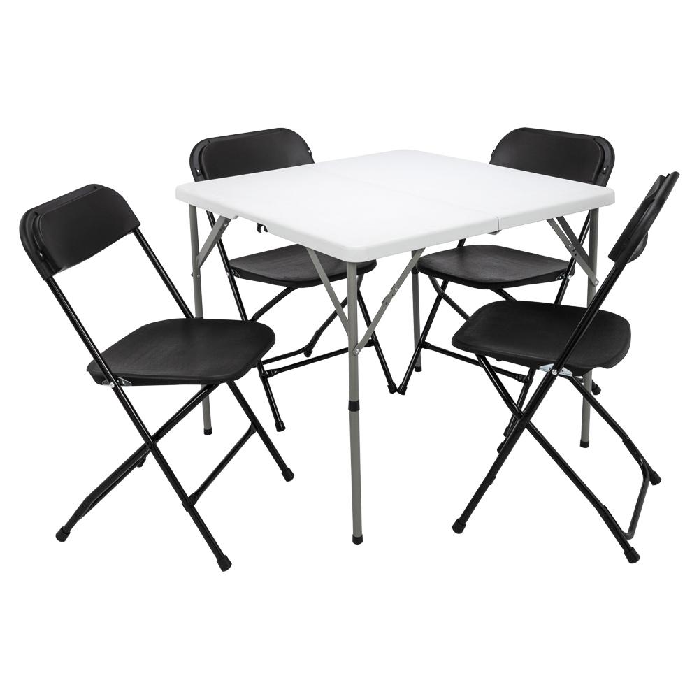 34" Fold in Half Square Table, Bi-Folding Commercial Table, Portable Plastic Dining Card Table for Kitchen or Outdoor Party Wedding Event, White