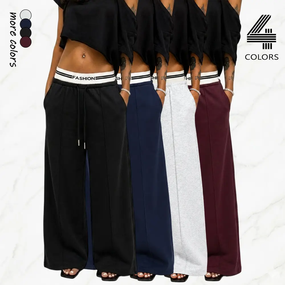 Women's Stretch Polyester Blend Baggy Yoga Sweatpants - Elastic Waistband, Straight Cut, Side Panel Design, Dual Practical Pockets, Loose-Fit Legs - Suitable for Outdoor Sports, Running/Hiking, Daily Wear - 1-Pack, Machine-Washable, Year-Round Wear