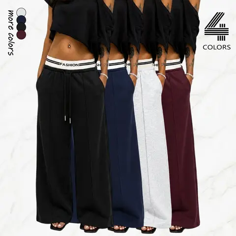 Women’s High Waisted Wide Leg Athleisure Pants - Casual Lounge Trousers, Drawstring Loose Fit, Soft Stretch Fabric, Casual Sports Bottoms, Fitness Pants, Workout Sweatpants, Sweatpants for Women