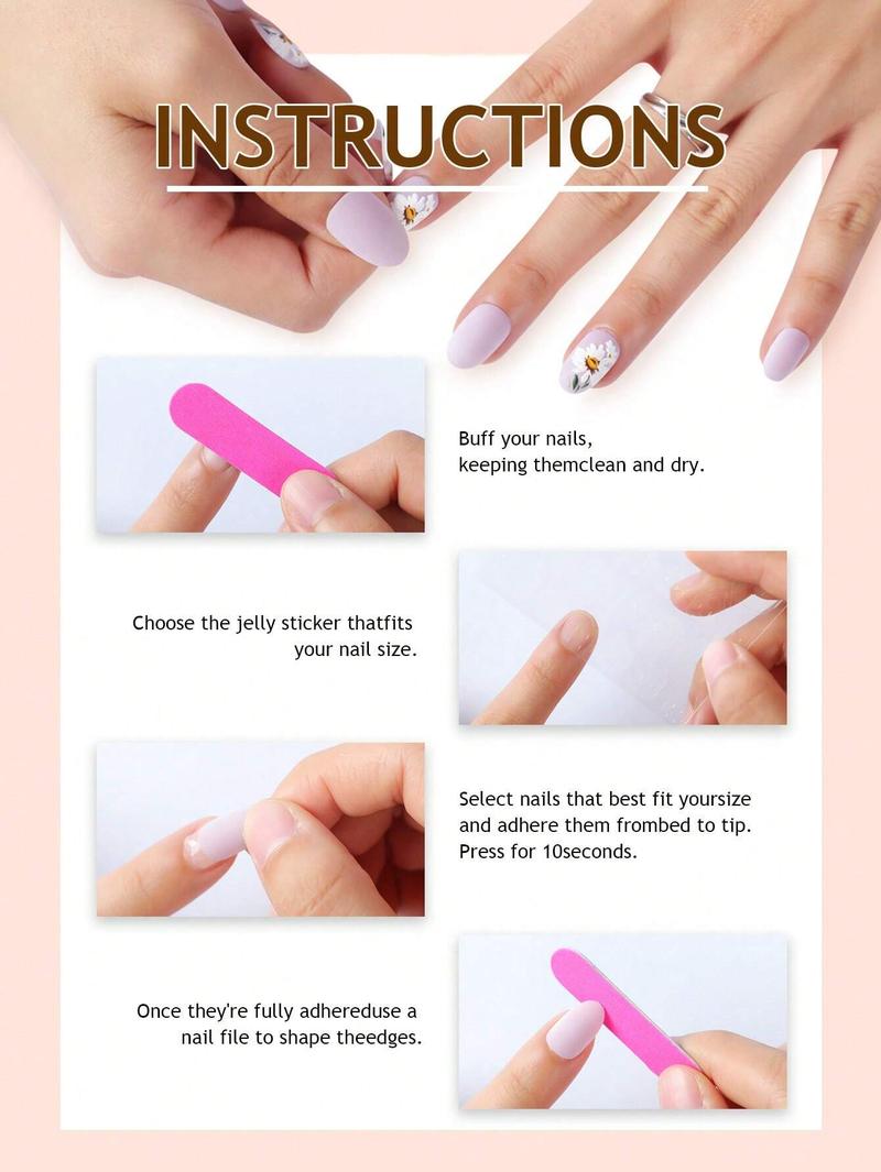 24-Piece Y2K Glossy Press-On Nails with White French Tips, 3D Bows & Dazzling Rhinestones - Long Square Shape