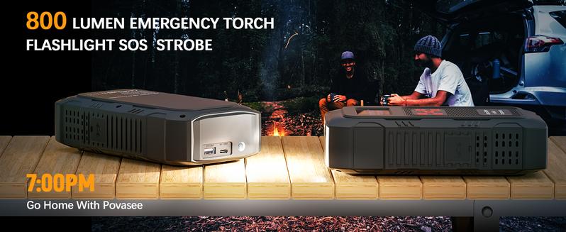 HPBS Portable Power Bank Car Jump Starter With Air Compressor 24000mAh 6000A 150PSI Fast Inflation 12V Battery Booster for 10.0L Gas 8.0L Diesel Engines