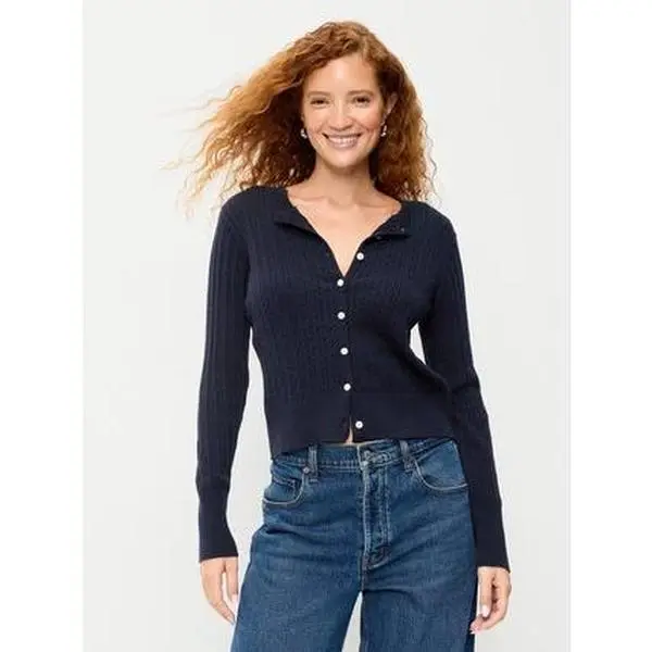 Old Navy Women's SoSoft Cotton Crew-Neck Cardigan Sweater