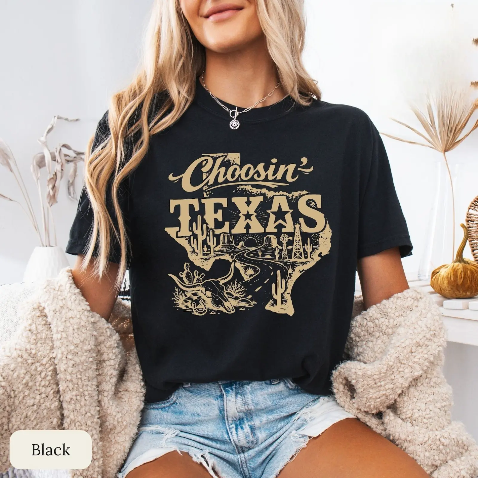 Choosin' Texas T-Shirt, Country State Pride Shirt, Western Texas Tee, Texas Lover Gift, Country Lifestyle Top, Texan Shirt