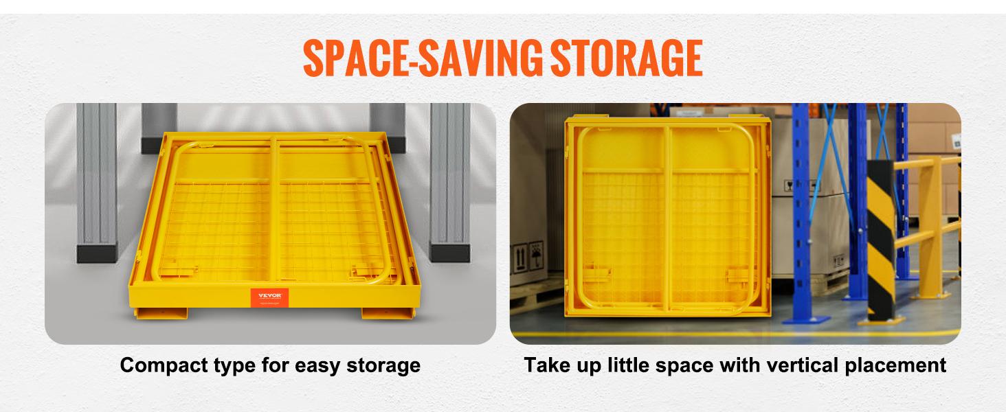 VEVOR Forklift Safety Cage, 1200 lbs Load Capacity, 36 x 36 inches Folding Forklift Work Platform with Lockable Swivel Wheels, Drain Hole & Device Chain, Holds 1 to 2 Adults, Perfect for Aerial Work