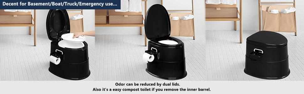 VINGLI Portable Toilet | Indoor Outdoor Commode w/Detachable Inner Bucket & Removable Paper Holder, Lightweight & Compact for Camping, Boat, Van, Emergency Use