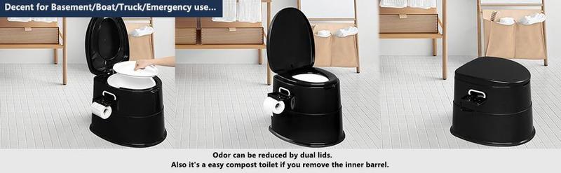 VINGLI Portable Toilet | Indoor Outdoor Commode w/Detachable Inner Bucket & Removable Paper Holder, Lightweight & Compact for Camping, Boat, Van, Emergency Use
