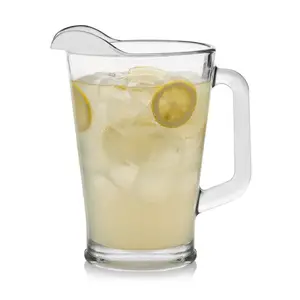 Libbey Large Glass Pitcher - 60 Oz, Clear, Tall, Glass Pitcher with Handle - Traditional Lemonade Jar for Beer, Rum, Punch,Water and More