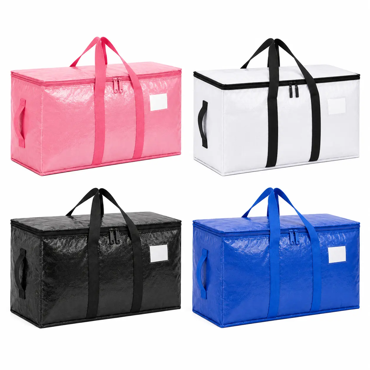 4-12 Pack Large Heavy Duty Moving Bags, Water Resistant Totes with Wrap-Around Handles & Double Zippers. Space Saving Clothes Organizer, Alternative to Cardboard Boxes for College Dorm, Household Storage & Moving. Blanket Storage with Label Pocket.
